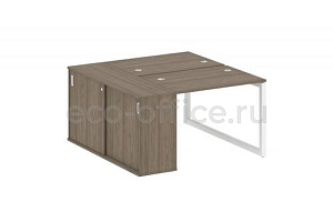 Рабочая станция с опорным шкафом-купе METAL SYSTEM QUATTRO 5x5 50БО.РС-СШК-1.1 Вяз Благородный / Белый металл фото