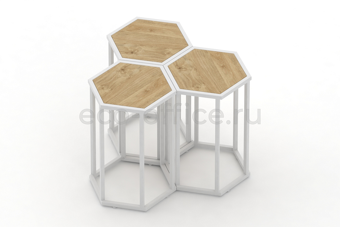Стол журнальный HEX-600 Тиквуд Светлый / Белый металл  стоимость