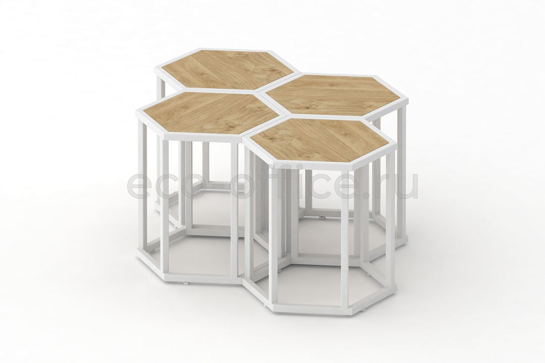Стол журнальный HEX-450 Тиквуд Светлый / Белый металл  стоимость