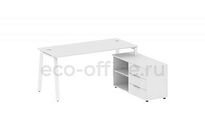 Рабочая станция с опорной тумбой METAL SYSTEM STYLE БА.РС-СТС-2.4 (R) Белый / Белый металл фото
