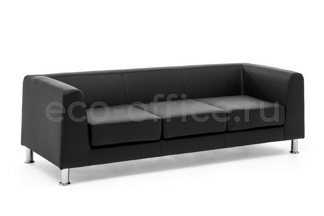 Трёхместный диван EVA 3 Dollaro 501 black Черная экокожа  стоимость