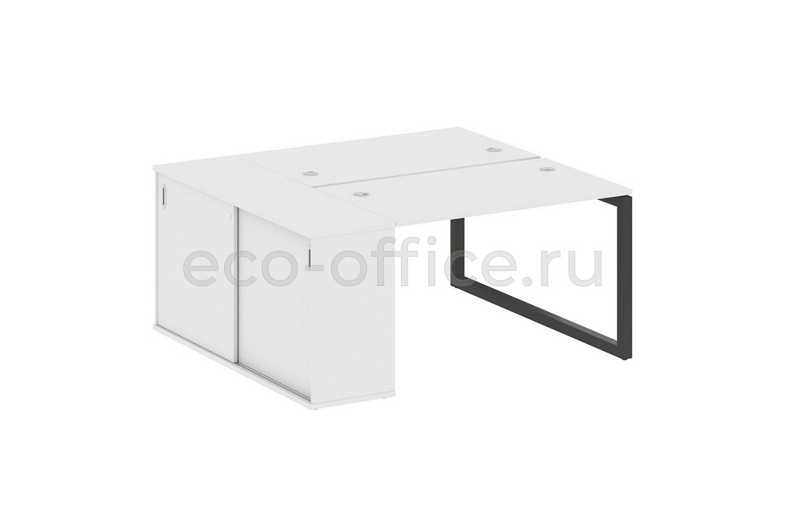 Рабочая станция с опорным шкафом-купе METAL SYSTEM QUATTRO 5x5 50БО.РС-СШК-1.2 Белый / Антрацит металл  стоимость