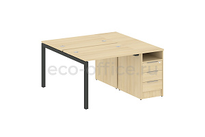 Рабочая станция с опорной тумбой METAL SYSTEM QUATTRO 5x5 50БП.РС-СТП-2.1 Акация Лорка / Антрацит металл фото