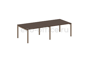 Стол переговорный (2 столешницы) METAL SYSTEM QUATTRO 5x5 50БП.ПРГ-2.3 Венге Цаво / Мокко металл фото