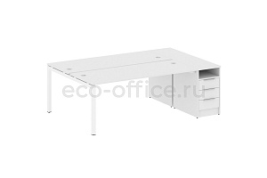 Рабочая станция с опорной тумбой METAL SYSTEM QUATTRO 5x5 50БП.РС-СТП-2.5 Белый / Белый металл фото