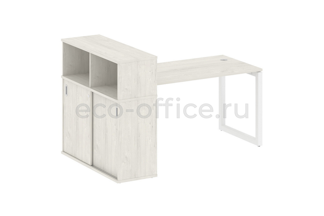 Стол письменный с опорным шкафом-купе METAL SYSTEM QUATTRO 5x5 50БО.РС-СШК-3.3 Дуб Наварра / Белый металл  стоимость