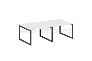 Стол переговорный (2 столешницы) METAL SYSTEM QUATTRO 5x5 50БО.ПРГ-2.2 Белый / Антрацит металл фото