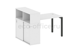 Стол письменный с опорным шкафом-купе METAL SYSTEM QUATTRO 5x5 50БП.РС-СШК-3.2 Белый / Антрацит металл фото