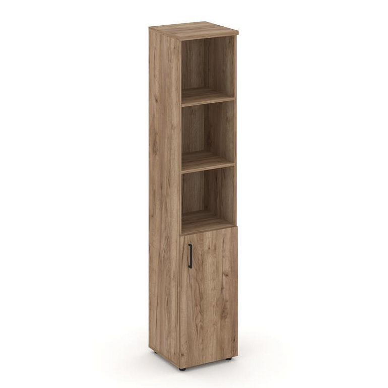 шкаф высокий узкий style project sn.stu-101(r) дуб табак/черный ручки фото