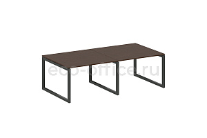 Стол переговорный (2 столешницы) METAL SYSTEM QUATTRO 5x5 50БО.ПРГ-2.2 Венге Цаво / Антрацит металл фото