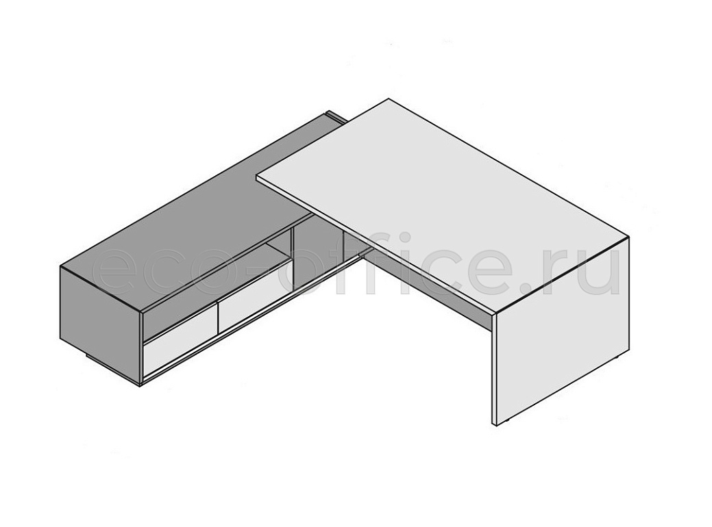 Стол левосторонний с опорной тумбой (шпон) ELITE 174301 Modern Elm / Black (Cod.51)  стоимость