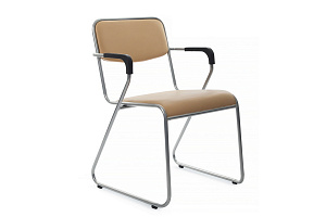 Кресло RV Chair NIX PLUS OMKL-04 Бежевая экокожа / Хром металл фото
