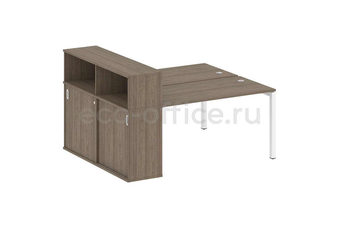 Рабочая станция с опорным шкафом-купе METAL SYSTEM QUATTRO 5x5 50БП.РС-СШК-2.3 Вяз Благородный / Белый металл купить в Москве