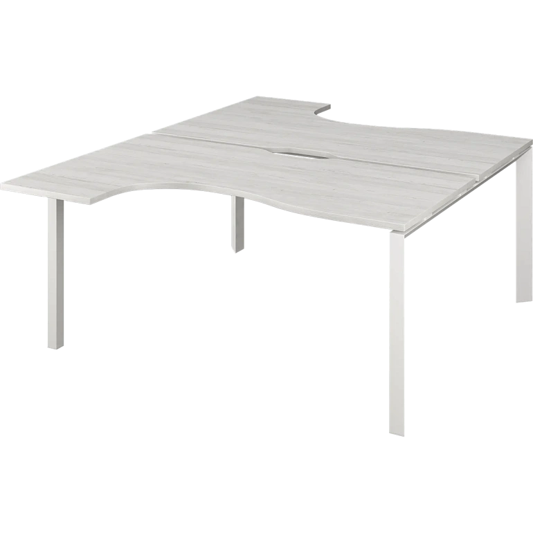 бенч эргономичный на 2 рабочих места на металлокаркасе protech нтмп.п.б2-060 сосна винтер/белый фото