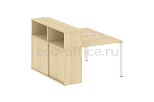 Рабочая станция с опорным шкафом-купе METAL SYSTEM STYLE БП.РС-СШК-2.1 Акация Лорка / Белый металл фото