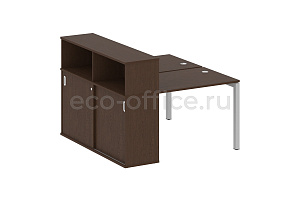 Рабочая станция с опорным шкафом-купе METAL SYSTEM QUATTRO 5x5 50БП.РС-СШК-2.1 Венге Цаво / Серый металл фото