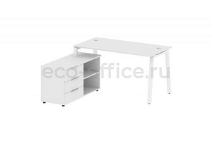 Рабочая станция с опорной тумбой METAL SYSTEM STYLE БА.РС-СТС-2.3 (L) Белый / Белый металл фото