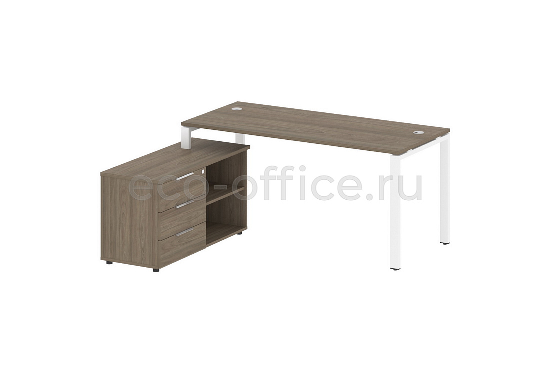 Рабочая станция с опорной тумбой METAL SYSTEM STYLE БП.РС-СТС-2.4 (L) Вяз Благородный / Белый металл  стоимость