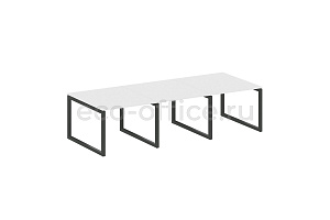 Стол переговорный (3 столешницы) METAL SYSTEM QUATTRO 5x5 50БО.ПРГ-3.1 Белый / Антрацит металл фото