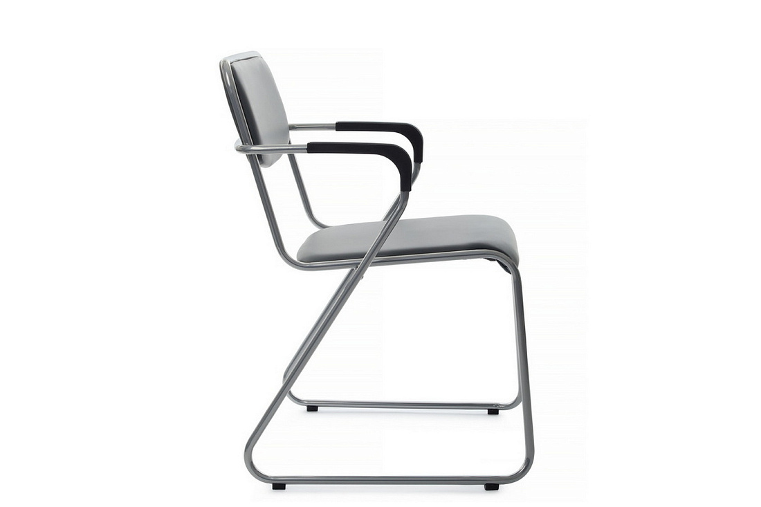 кресло rv chair nix plus omkl-03 серая экокожа / хром металл фото
