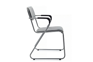 Кресло RV Chair NIX PLUS OMKL-03 Серая экокожа / Хром металл фото