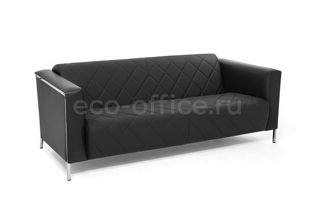 Двухместный диван VISPO 2 Polish Dakota black Dollaro 501 black stitch 1 Чёрная кожа  стоимость