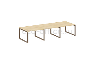 Стол переговорный (3 столешницы) METAL SYSTEM QUATTRO 5x5 50БО.ПРГ-3.2 Акация Лорка / Мокко металл фото