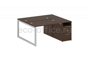 Рабочая станция с опорной тумбой METAL SYSTEM QUATTRO 5x5 50БО.РС-СТП-2.2 Венге Цаво / Серый металл фото