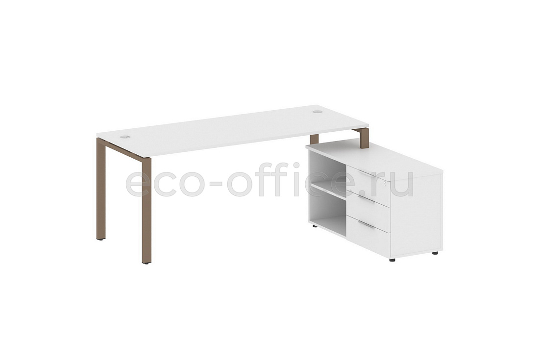 Рабочая станция с опорной тумбой METAL SYSTEM STYLE БП.РС-СТС-2.5 (R) Белый / Мокко металл  стоимость