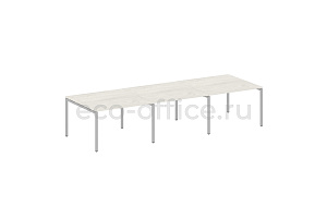 Стол переговорный (3 столешницы) METAL SYSTEM QUATTRO 4x4 40БП.ПРГ-3.2 Дуб Наварра / Серый металл фото