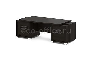 Стол руководителя с двумя тумбами GRACE L-119 Дуб Линдберг тёмный фото