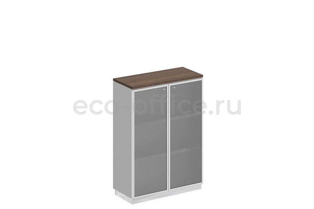 Шкаф для документов средний со стеклом BRAVO СИ 319 Дуб Гладстоун темный / Белый / Белый   стоимость
