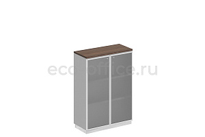 Шкаф для документов средний со стеклом BRAVO СИ 319 Дуб Гладстоун темный / Белый / Белый фото