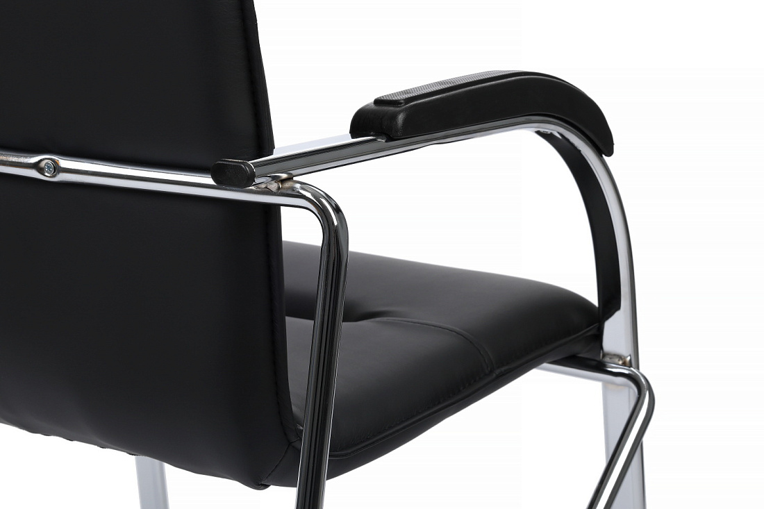 конференц-кресло rv chair самба на гальванических опорах smb-03h чёрная экокожа фото