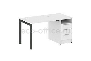 Рабочая станция с опорной тумбой METAL SYSTEM QUATTRO 5x5 50БП.РС-СТП-1.1 Белый / Антрацит металл фото
