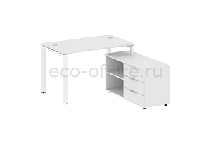 Рабочая станция с опорной тумбой METAL SYSTEM STYLE БП.РС-СТС-2.1 (L) Белый / Белый металл фото