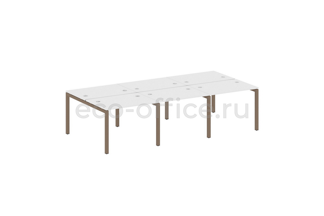 Рабочая станция на 6 рабочих мест METAL SYSTEM QUATTRO 5x5 50БП.СМ-6.1 Белый / Мокко металл  стоимость