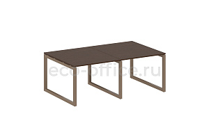 Стол переговорный (2 столешницы) METAL SYSTEM QUATTRO 5x5 50БО.ПРГ-2.1 Венге Цаво / Мокко металл фото