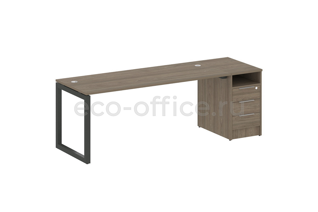 Рабочая станция с опорной тумбой METAL SYSTEM QUATTRO 5x5 50БО.РС-СТП-1.5 Вяз Благородный / Антрацит металл   стоимость