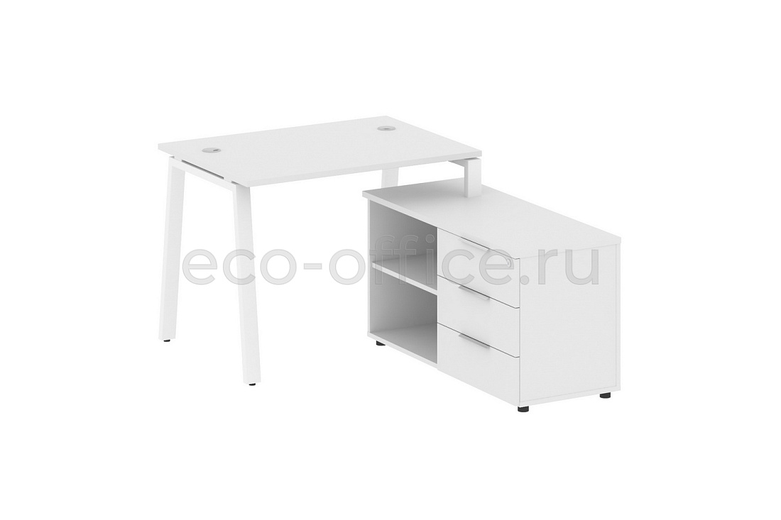 Рабочая станция с опорной тумбой METAL SYSTEM STYLE БА.РС-СТС-2.1 (R) Белый / Белый металл  стоимость