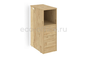 Тумба с подсветкой 5 ящиков TIP-ON проходная средняя ONIX O.R-TV-5 TIP.S Тиквуд Светлый фото