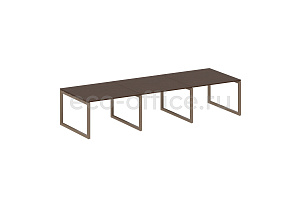 Стол переговорный (3 столешницы) METAL SYSTEM QUATTRO 5x5 50БО.ПРГ-3.2 Венге Цаво / Мокко металл фото