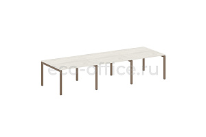 Стол переговорный (3 столешницы) METAL SYSTEM QUATTRO 5x5 50БП.ПРГ-3.2 Дуб Наварра / Мокко металл фото