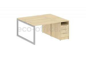 Рабочая станция с опорной тумбой METAL SYSTEM QUATTRO 5x5 50БО.РС-СТП-2.2 Акация Лорка / Серый металл фото