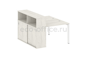 Рабочая станция с опорным шкафом-купе METAL SYSTEM QUATTRO 5x5 50БП.РС-СШК-2.1 Дуб Наварра / Белый металл фото