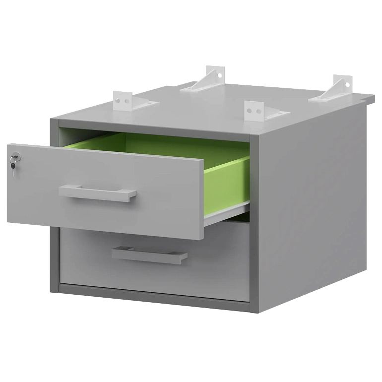 тумба подвесная для столов на м/каркасе гл.730 мм protech амт2-02ц.73 серый/белый фото