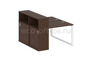 Рабочая станция с опорным шкафом-купе METAL SYSTEM STYLE БО.РС-СШК-2.1 Венге Цаво / Белый металл фото