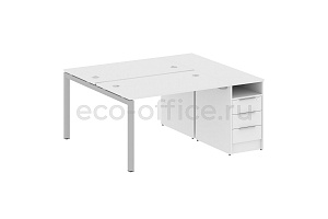 Рабочая станция с опорной тумбой METAL SYSTEM QUATTRO 5x5 50БП.РС-СТП-2.2 Белый / Серый металл фото
