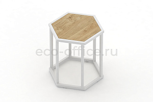 Стол журнальный HEX-450 Тиквуд Светлый / Белый металл фото