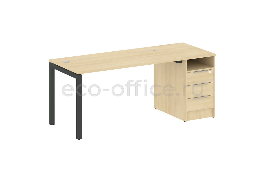 Рабочая станция с опорной тумбой METAL SYSTEM QUATTRO 5x5 50БП.РС-СТП-1.3 Акация Лорка / Антрацит металл купить в Москве